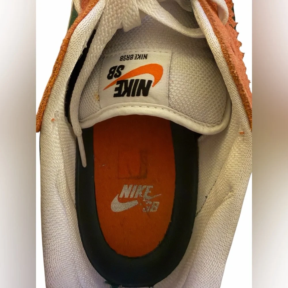 Nike BRSB Deep Orange Pine Green Skateboarding sneaker.Size 10.5. Good condition